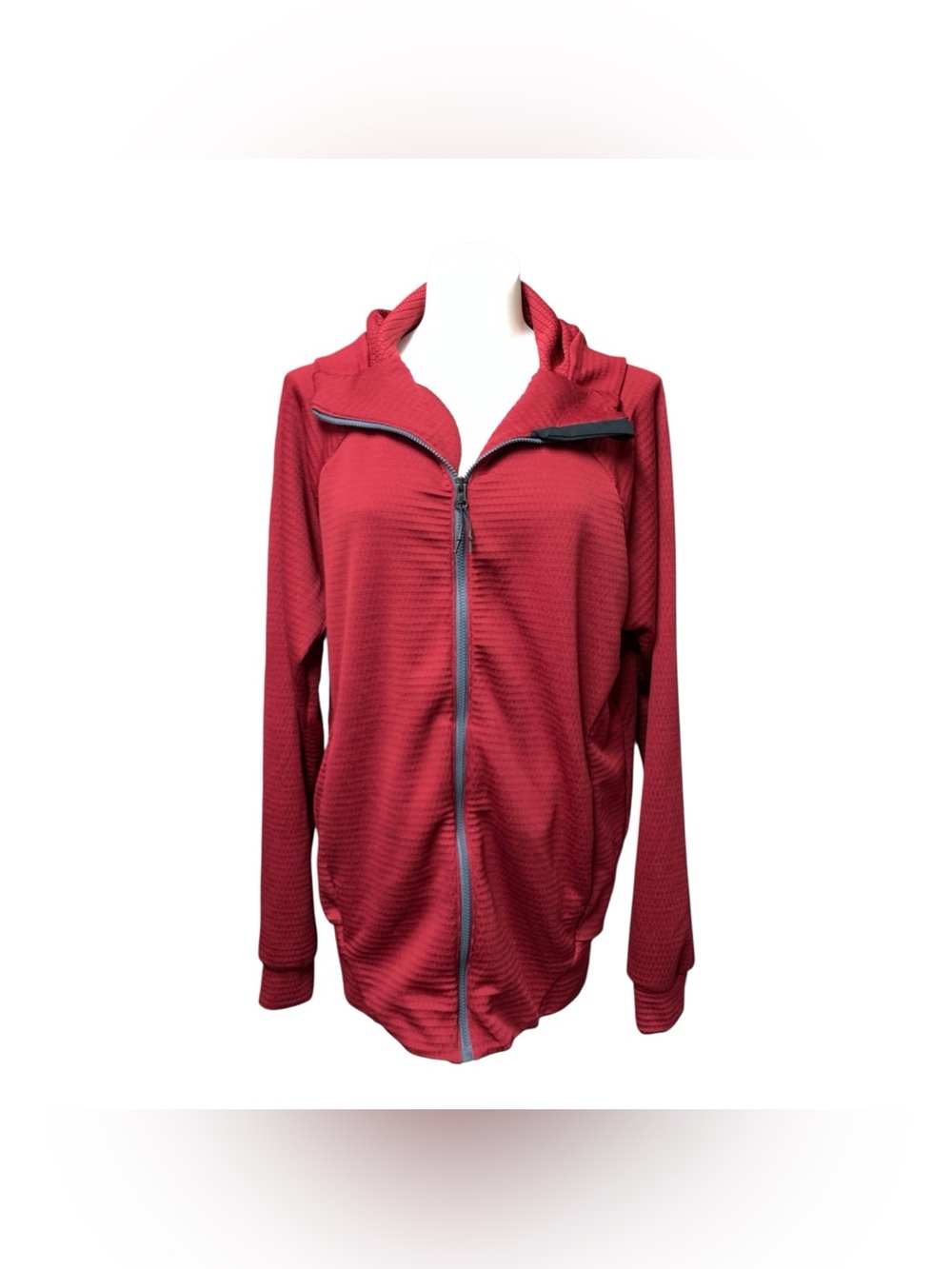 Oakley Women's Deep Red Textured Zip-Up Bomber Jacket Size Xl